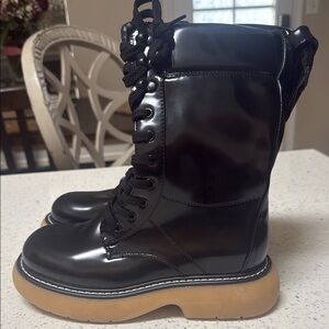 Dream Pairs Black and Tan Combat Moto Boots